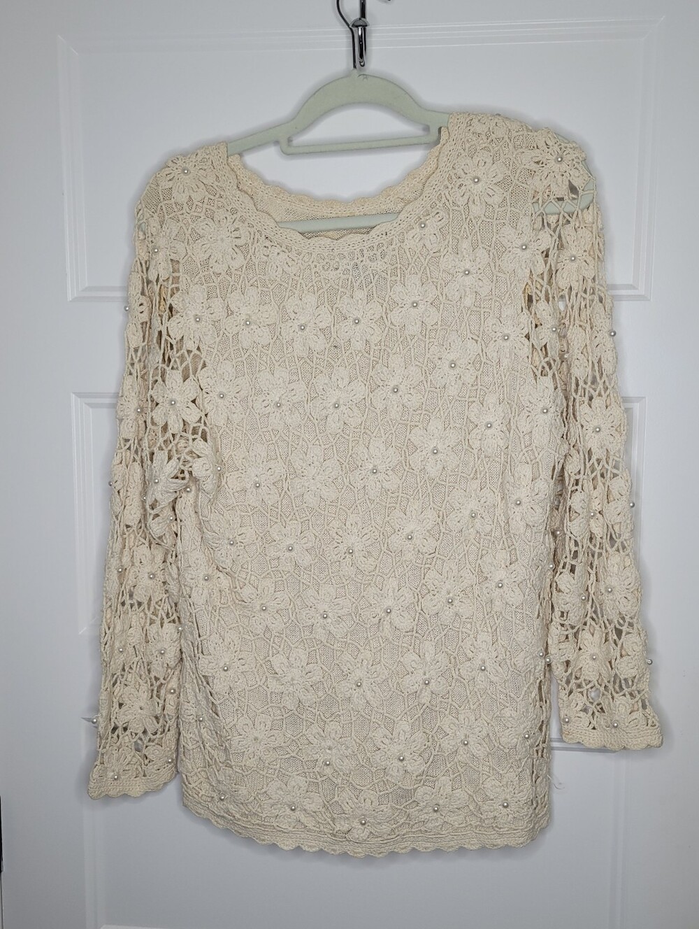 vintage Pierre Cardin open-knit sweater made of 100% silk Size S